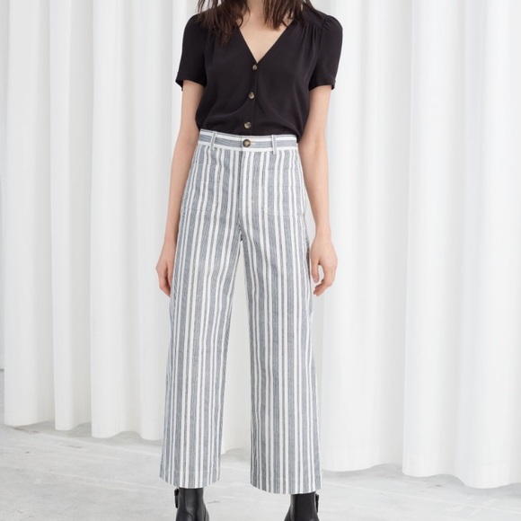 & Other Stories Striped Wide Leg Trousers - Picture 1 of 4